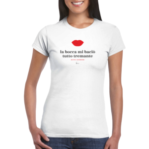 T-Shirt bianca con frase di Dante Paolo e Francesca